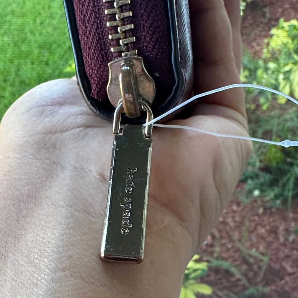 kate spade Burgundy Saffiano Zip Around Wallet